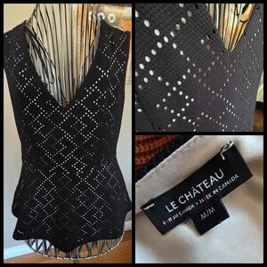 Le Chateau Black Textured Tank Top